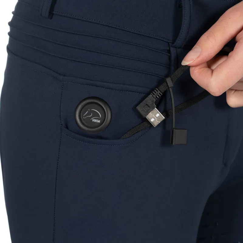 HKM Comfort Full Grip Womens Heated Breeches - Deep Blue-1
