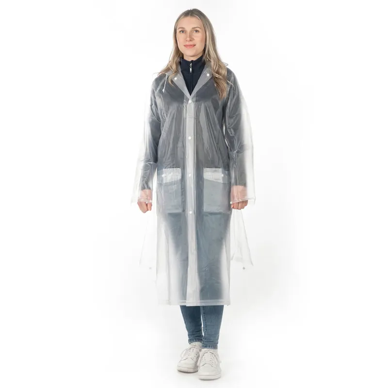 HKM Transparent Waterproof Adults Long Rain Coat - Clear