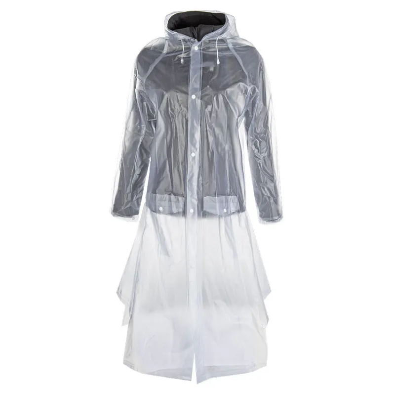 HKM Transparent Waterproof Adults Long Rain Coat - Clear-5