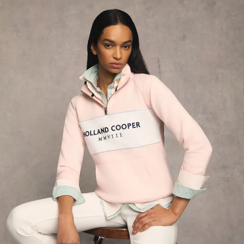 Holland Cooper Henley Womens Quarter Zip - Pink