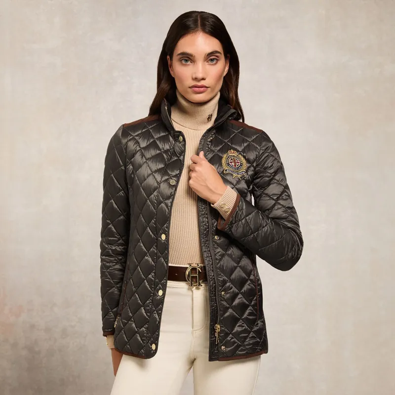 Holland Cooper Diamond Quilt Classic Womens Jacket - Khaki
