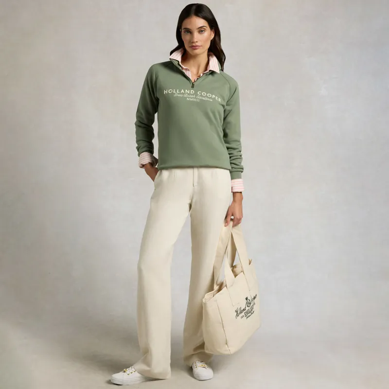 Holland Cooper Sporting Goods Henley Womens Quarter Zip - Sage-1