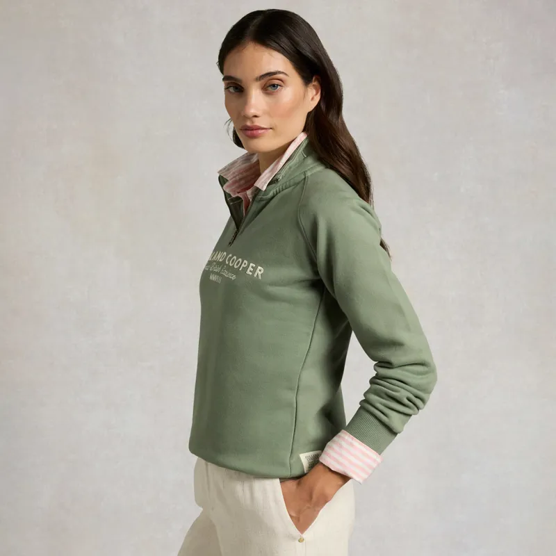 Holland Cooper Sporting Goods Henley Womens Quarter Zip - Sage-3