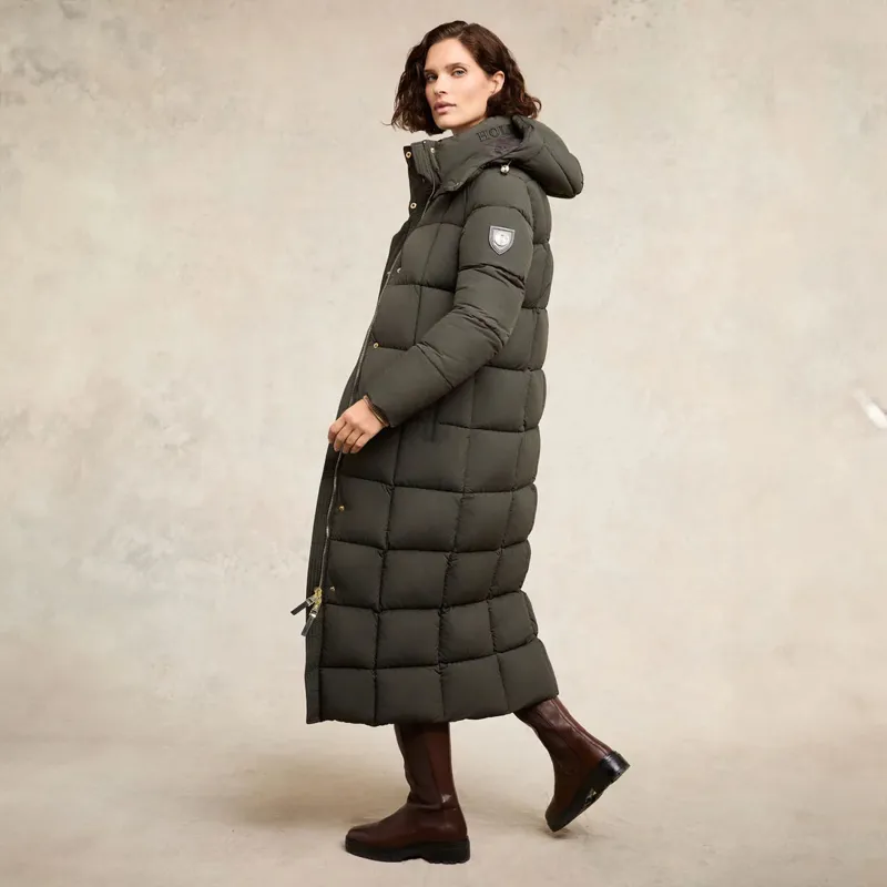 Holland Cooper Carrington Womens Longline Coat - Dark Olive-1