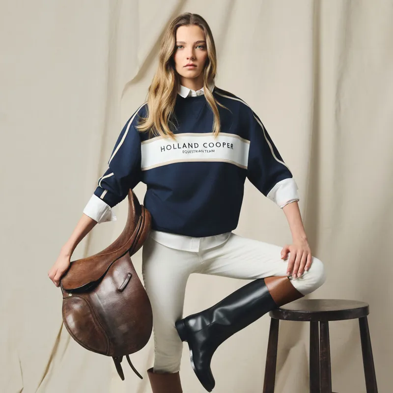 Holland Cooper Equestrian Womens Crew Sweatshirt - Ink Navy-3