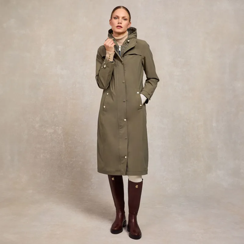 Holland Cooper Folgate Womens Long Waterproof Rain Coat - Soft Khaki