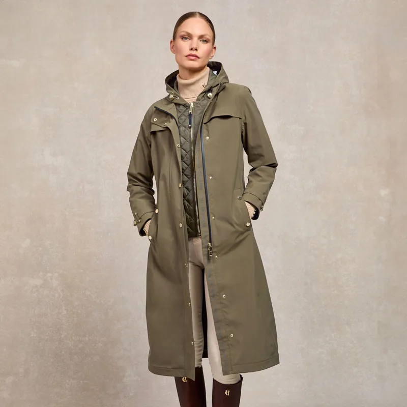 Holland Cooper Folgate Womens Long Waterproof Rain Coat - Soft Khaki-2
