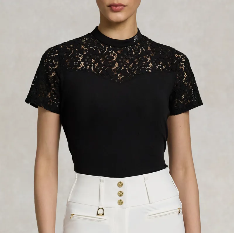 Holland Cooper Womens Lace Tee - Black-5