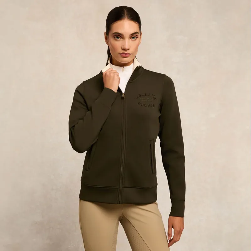 Holland Cooper Training Zip Through Womens Sweat - Dark Olive