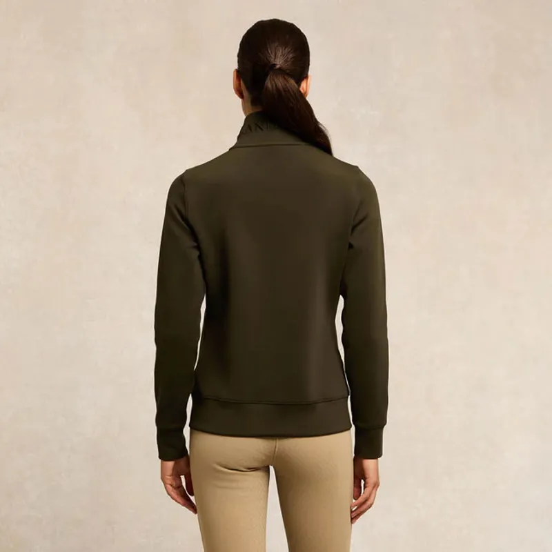 Holland Cooper Training Zip Through Womens Sweat - Dark Olive-1