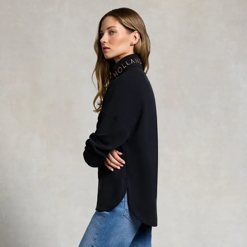 Holland Cooper Windsor Womens Quarter Zip Sweatshirt - Black-1