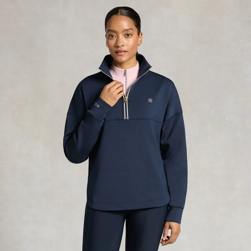 Holland Cooper Windsor Womens Quarter Zip Sweatshirt - Ink Navy-1