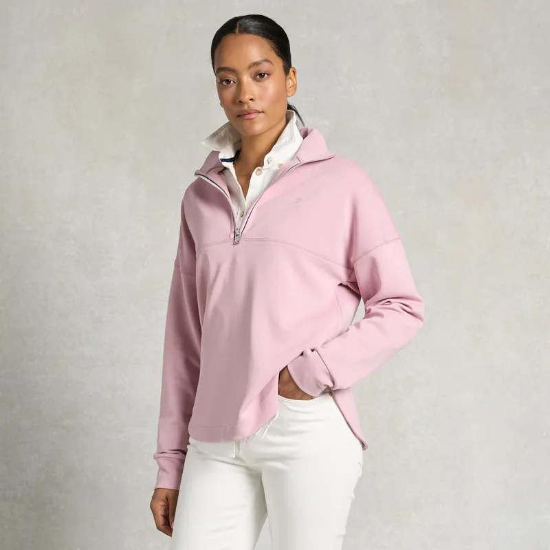 Holland Cooper Windsor Womens Quarter Zip Sweatshirt - Dawn Pink