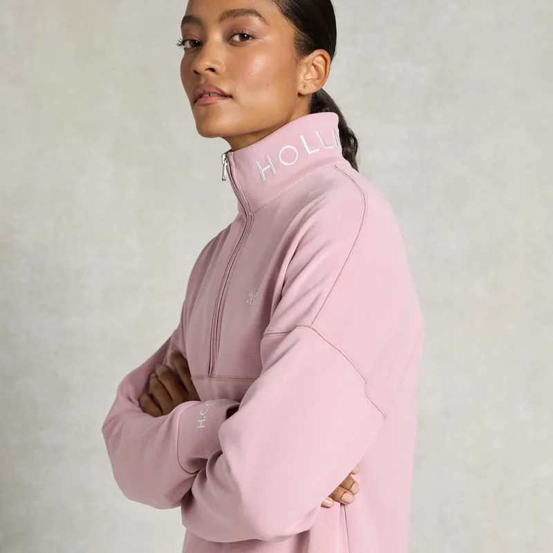 Holland Cooper Windsor Womens Quarter Zip Sweatshirt - Dawn Pink-3