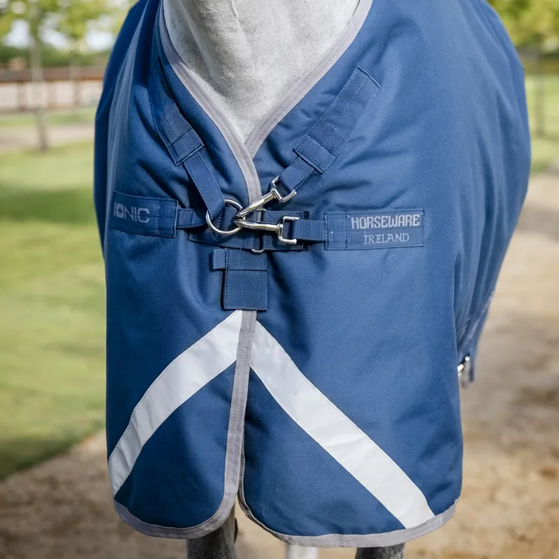 Horseware Ionic 100g Standard Neck Turnout Rug - Imperial Blue/Silver/Navy-5