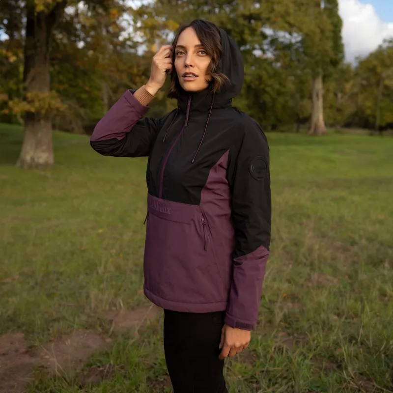 LeMieux Phoebe Womens Waterproof 1/2 Zip Anorak - Black/Bramble-4