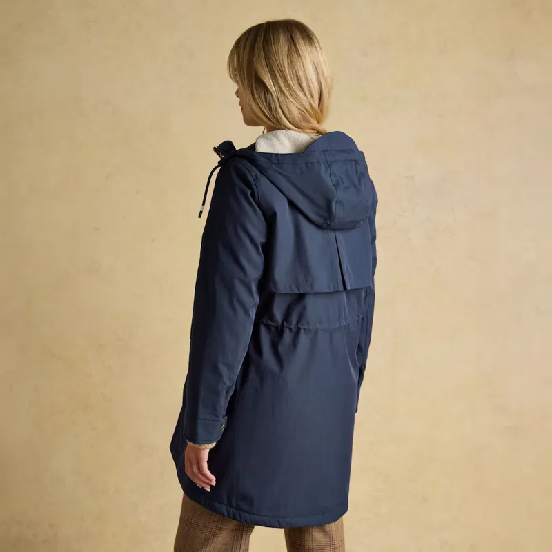 Joules Portwell Cosy Womens Fleece Lined Waterproof Rain Coat - Navy-2