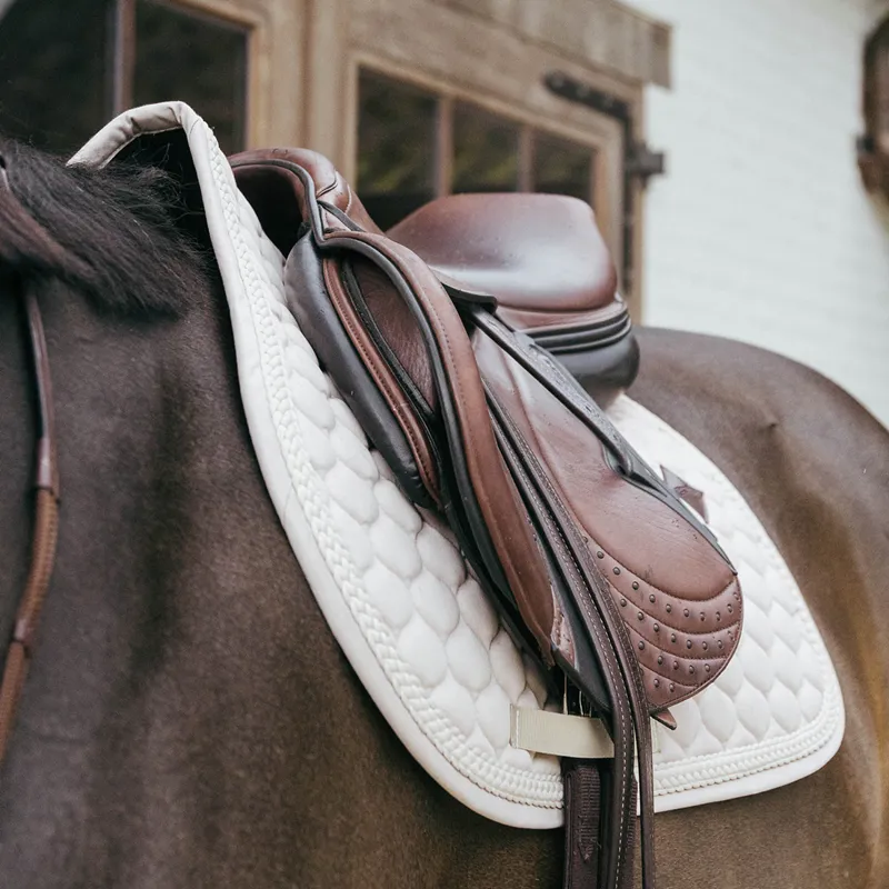 Kentucky Plaited Cord Jumping Saddlecloth - Beige-4