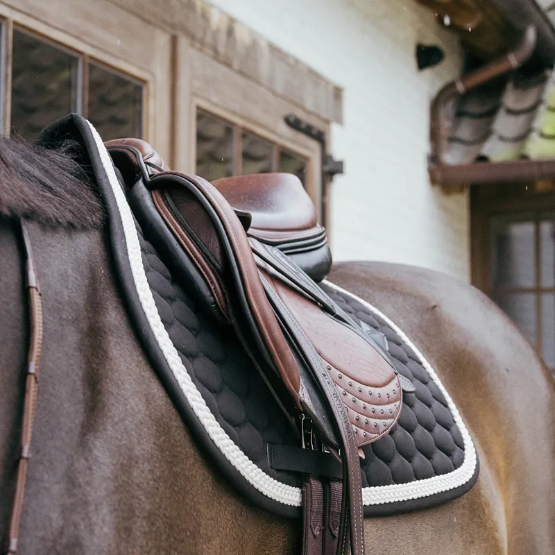 Kentucky Plaited Cord Jumping Saddlecloth - Black-2