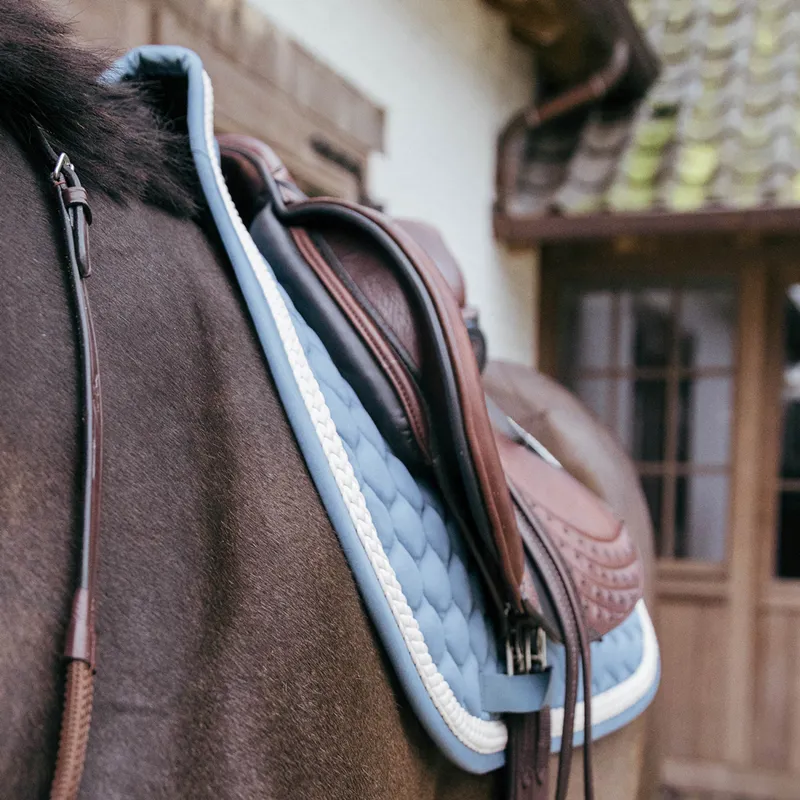 Kentucky Plaited Cord Jumping Saddlecloth - Light Blue-2