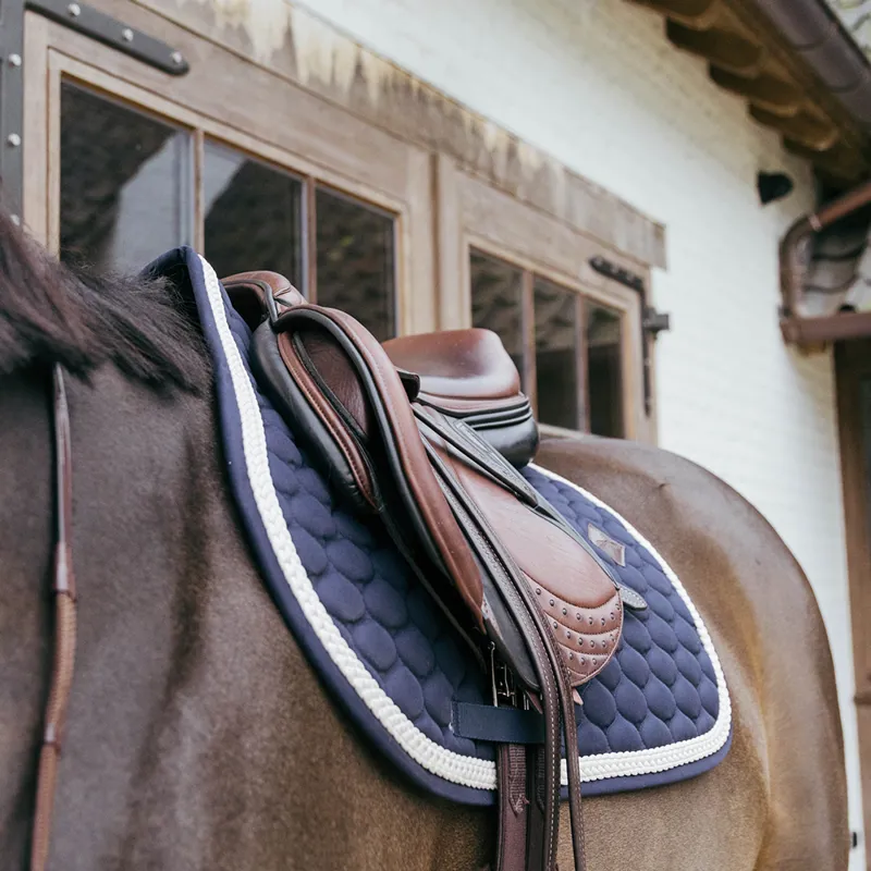 Kentucky Plaited Cord Jumping Saddlecloth - Navy-2