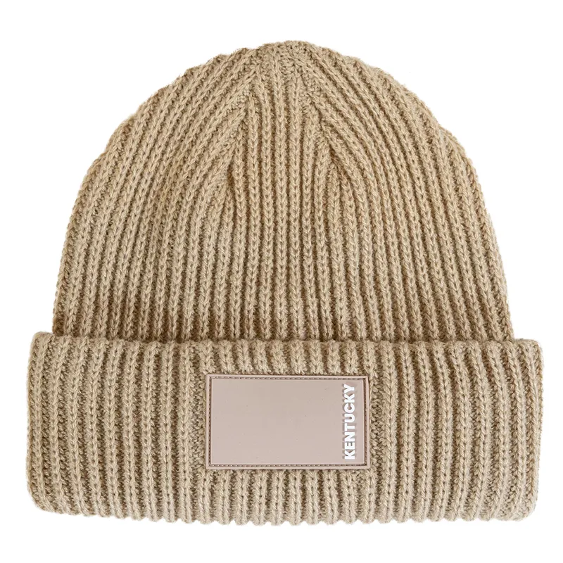 Kentucky Rubber Logo Beanie Hat - Beige-1