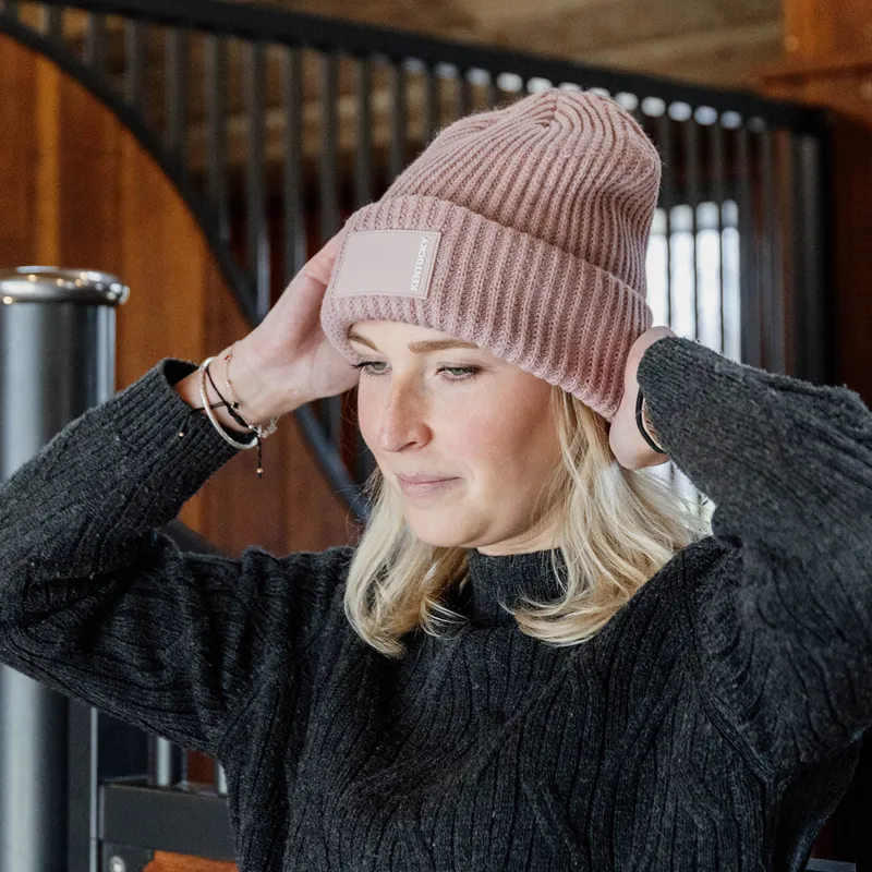 Kentucky Rubber Logo Beanie Hat - Old Rose-1