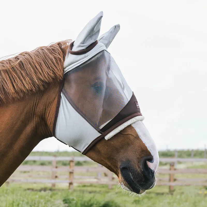 Kentucky Skin Friendly Fly Mask with Ears - Silver