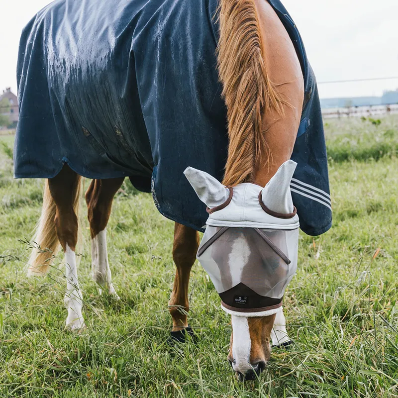Kentucky Skin Friendly Fly Mask with Ears - Silver-2