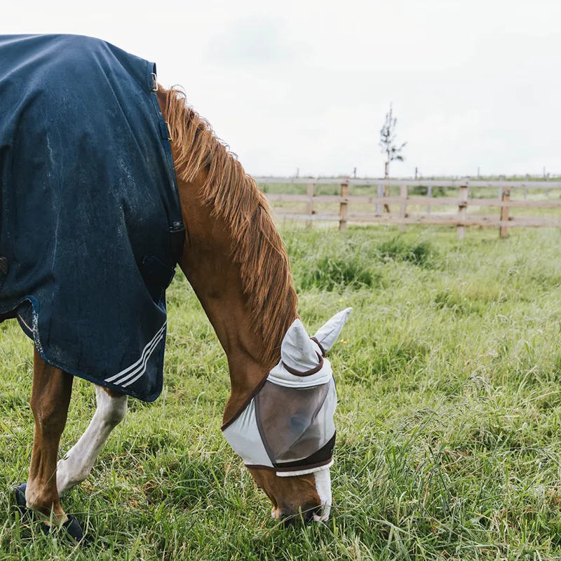 Kentucky Skin Friendly Fly Mask with Ears - Silver-3