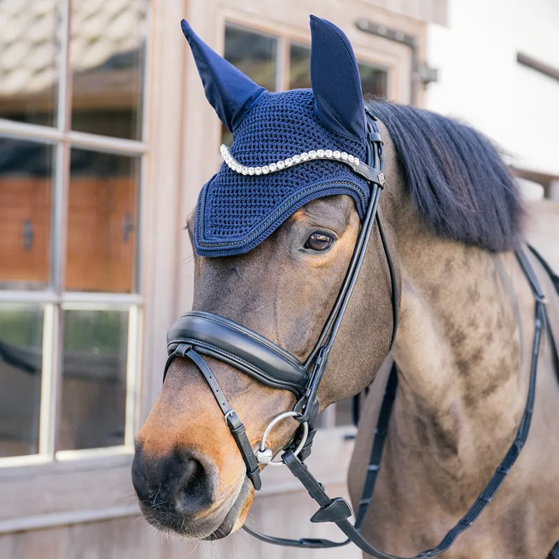 Kentucky Wellington Metal Chain Fly Veil - Navy