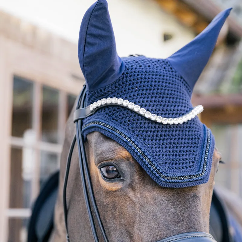 Kentucky Wellington Metal Chain Fly Veil - Navy-2