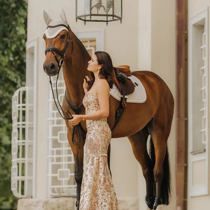 Kentucky Wellington Plaited Cord Fly Veil - Beige-4