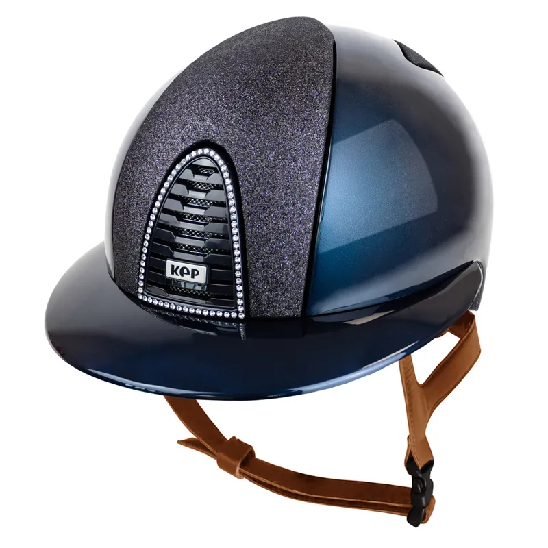 KEP Cromo 2.0 Polo Shine/Star Fabric Riding Hat - Blue/Blue/Silver