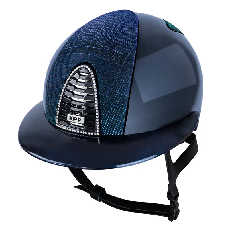 KEP Cromo 2.0 Polo Shine/Galaxy Fabric Riding Hat - Blue/Silver