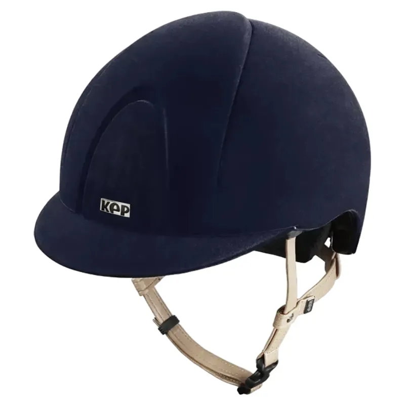 KEP Smart Nova Hunter Standard Velvet Riding Hat - Blue/Light Beige