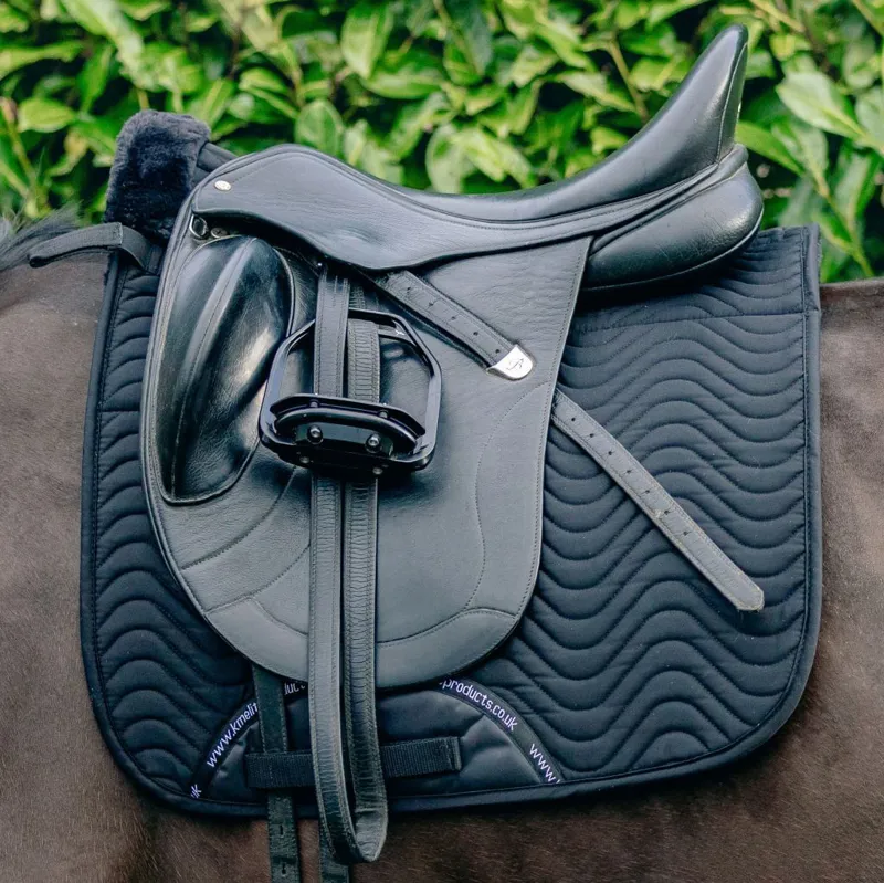 KM Elite Teddy Soft Half Lined Dressage Square - Black/Black