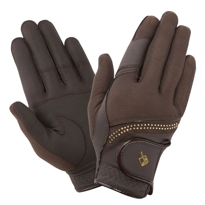 LeMieux Crystal Riding Gloves - Espresso