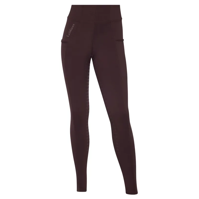 LeMieux Young Rider Orla Full Grip Junior Riding Tights - Damson-2