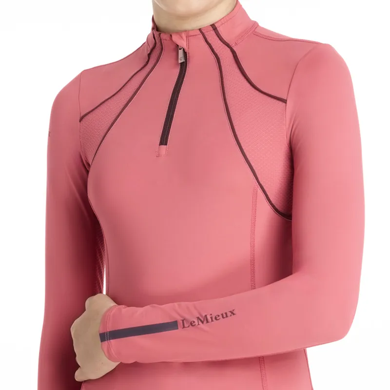 LeMieux Young Rider Mia Mesh Long Sleeve Base Layer - Cranberry-1