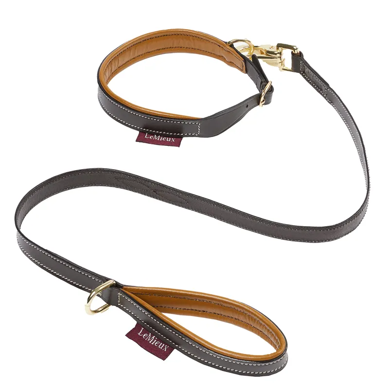 LeMieux Mini Puppy Toy Leather Collar and Lead Set - Ginger/Brown