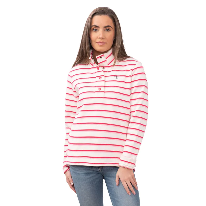 Lighthouse Haven Ladies Sweater - Pink Stripe