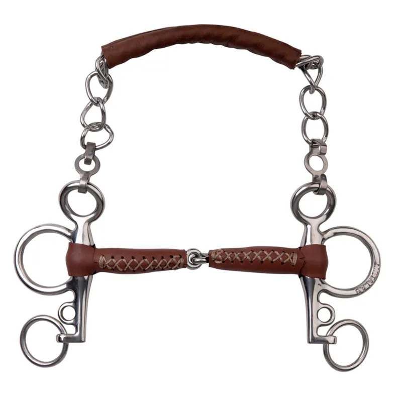 Metalab Leather Covered Single Jointed Short Shank Pelham Bit