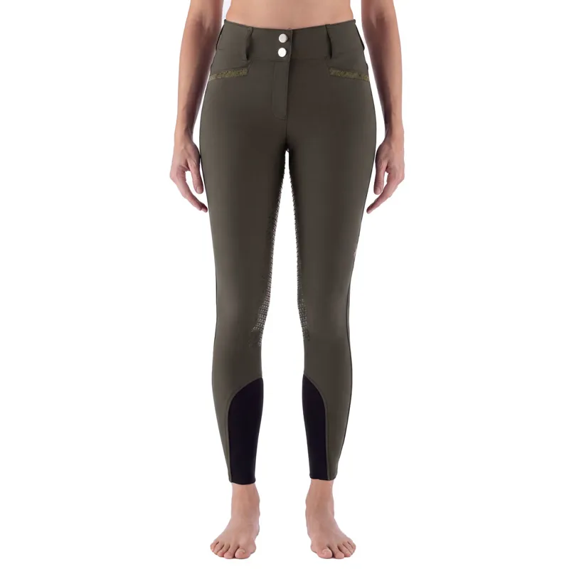 Equiline Eqcrystalef Full Grip Womens Breeches - Olive Night