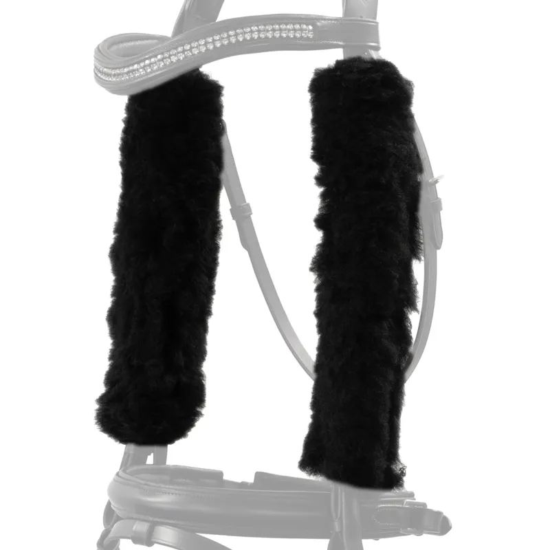 NuuMed Anti-Rub Wool Cheek Pieces/Rein Sleeves - Black