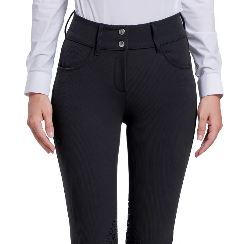 Cavalleria Toscana American Ribbed Knee Grip Womens Breeches - Black-2