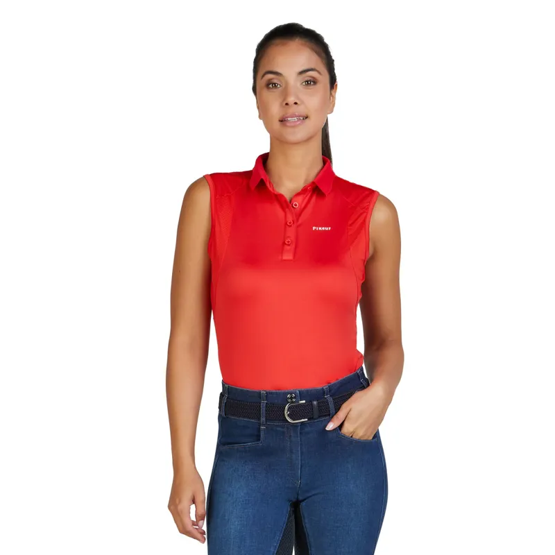 Pikeur Sports 7235 Ladies Sleeveless Polo Shirt - Red Flame