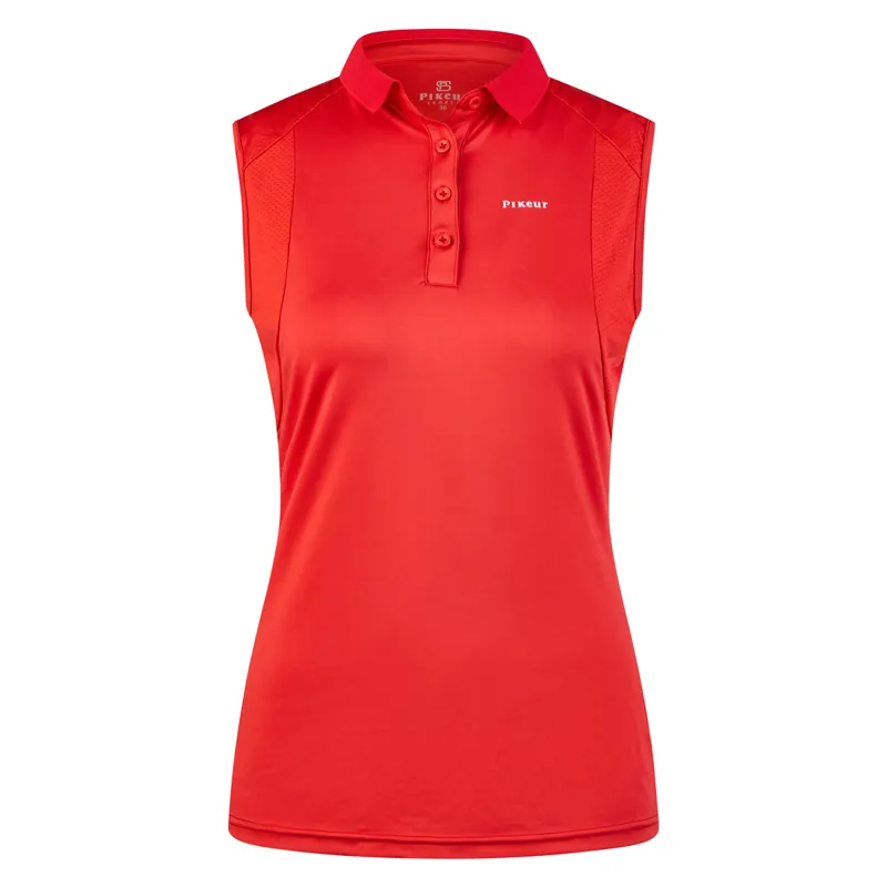 Pikeur Sports 7235 Ladies Sleeveless Polo Shirt - Red Flame-3