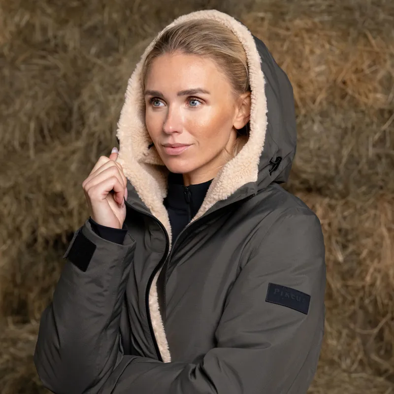 Pikeur Sports 8022 Womens Waterproof Rain Coat - Dark Khaki-2