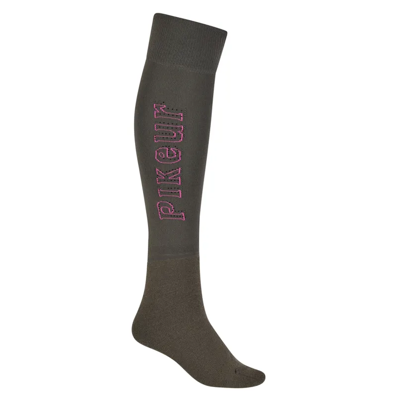 Pikeur Selection 8710 Wool-Mix Womens Tall Riding Socks - Dark Khaki